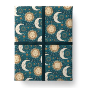 Хартия за опаковане на подаръци - Слънце, Луна и звезди